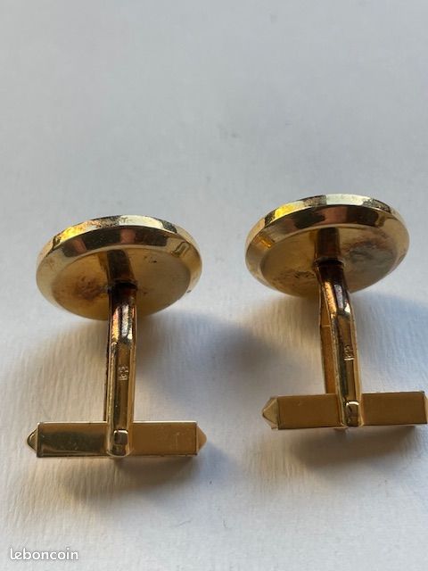 Lot De 2 Paires De Boutons De Manchette Plaqué Or Jaune - Occasion - Bijou Homme Vintage