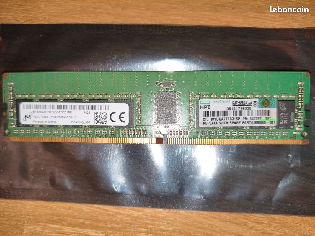 Mémoire DDR4 32 Go (16x2) HPE 2666 Mhz (image 2)