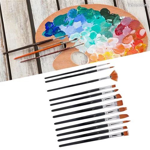 10 Pinceaux Cultura Garosa Lot De 12 Pinceaux En Nylon Pour Peinture à L' huile, Acrylique, Aquarelle, Fournitures Artistiques Pour Tout Usage à L' huile, Aquarelle, Kits Professionnels (pointe Plate Pinceaux D'art