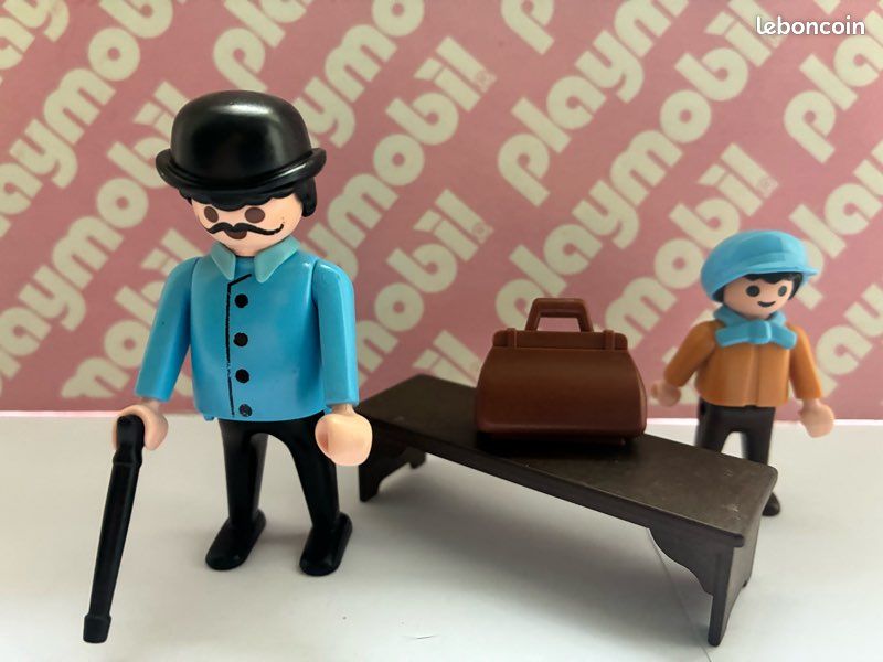 Playmobil Série Rose 1900 Lot 1 Belle Aristocrate en voyage avec son bagage à la belle époque (victorien,victorienne) - Jeux & Jouets