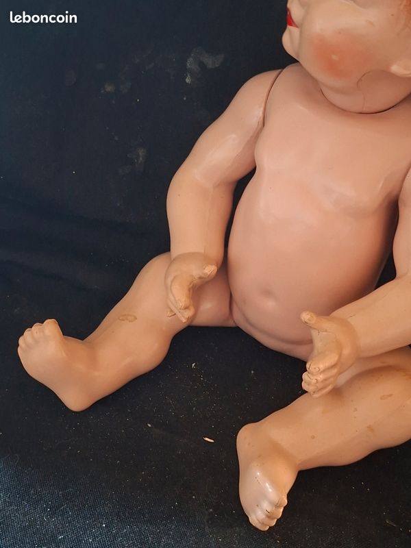 Beau baigneur celluloid blanc petitcollin ? 35 cm (image 10)