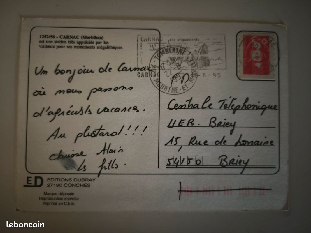 Carte postale rochers megalithique Carnac (image 2)