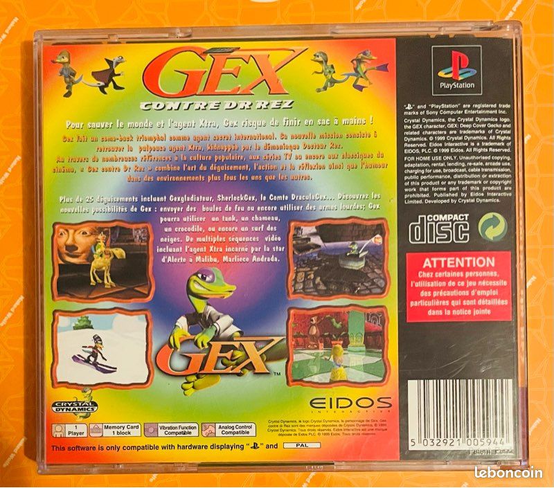 Gex Contre Dr Rez Sur PS1 – PAL – Complet Boîte Notice – Sony PlayStation 1