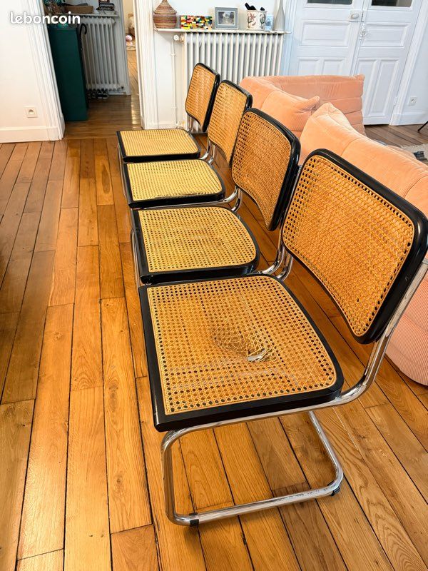 Lot 4 chaises vintage Marcel Breuer S 32 noires (image 2)