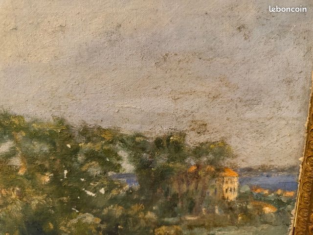 [MARCEL MEYS] Tableau Ancien Huile/Toile Paysage Méditerranéen – À RESTAURER Description : (image 5)