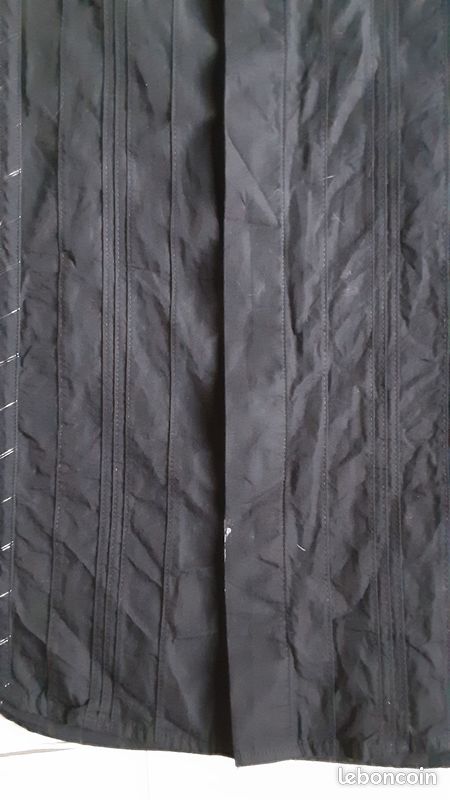 Vêtement homme chemise noire liserés argenté brillant manches longues Guess XL (image 3)