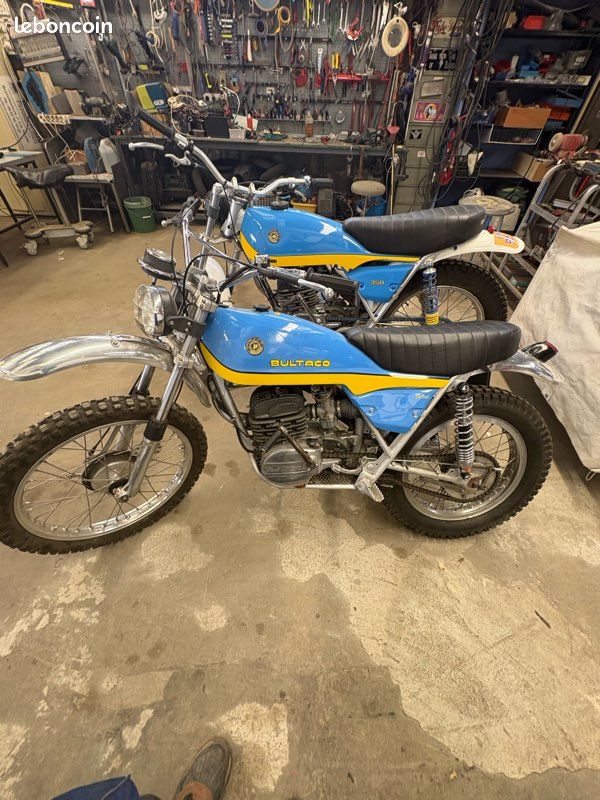 Réservoir Carburant Avec Siège Pour Bultaco Alpina - Bleu Pétrole, Double Couche, Neuf