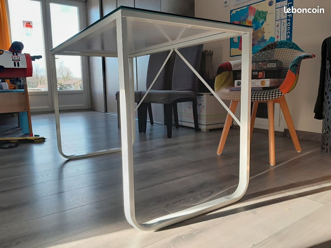 Bureau verre acier 120x60 (image 8)