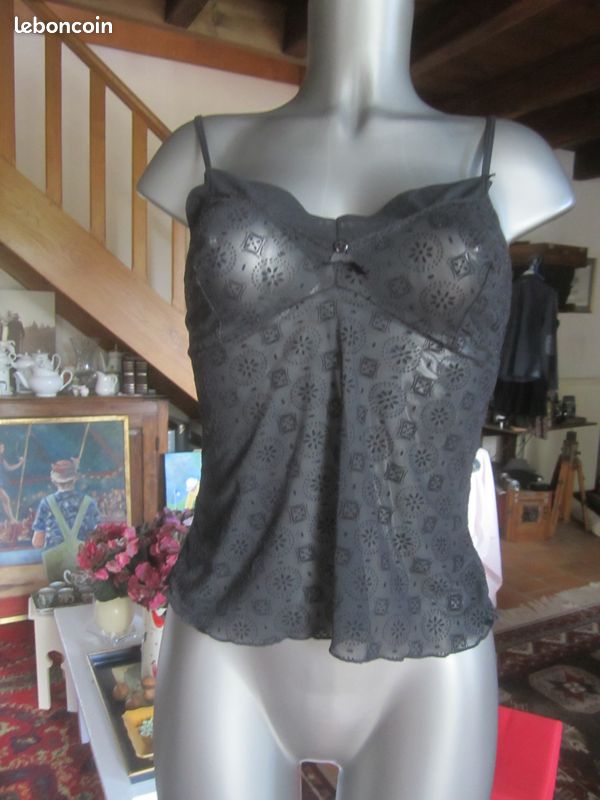 Caraco noir en voile impression velours ras taille 36/38 (image 6)