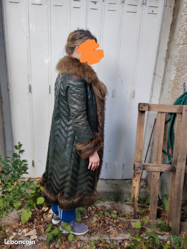 Manteau de fourrure véritable, daim et cuir (image 3)