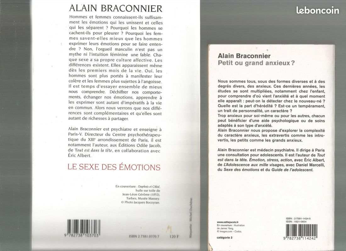 LE SEXE DES EMOTIONS / ALAIN BRACONNIER marque-page - Livres