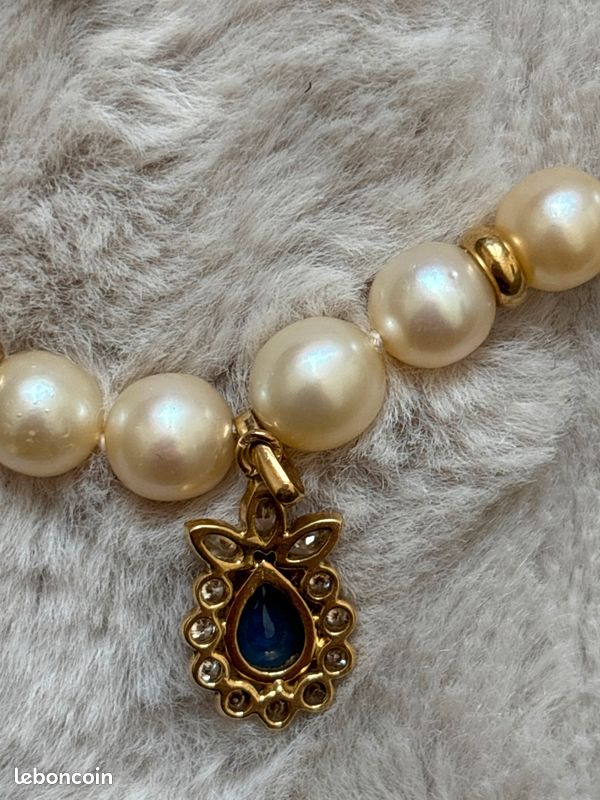 Collier perles précieuse et or 750 (image 4)