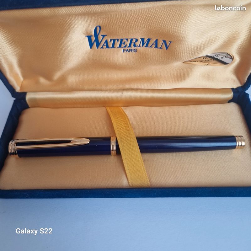 Stylo Plume Waterman Plaqué Or 18K - Ancien Modèle De Collection Avec écrin Parker
