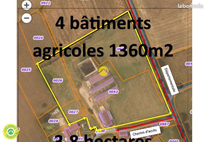 Bâtiments 1360m2 à côté de D1