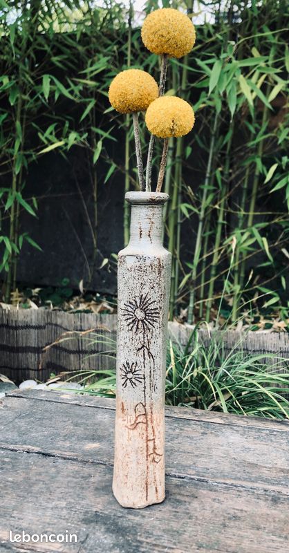 Vase en grès chamotté vintage 1970 (image 2)
