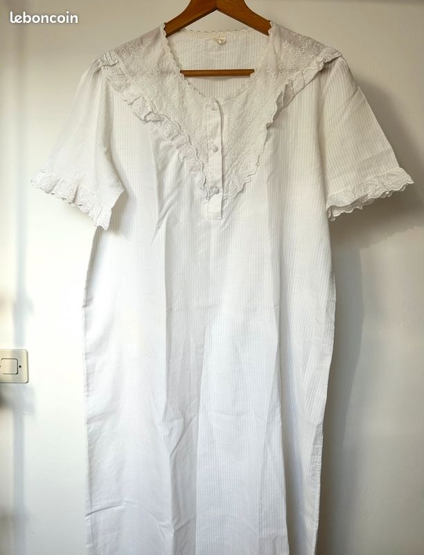 Robe vintage années 1900 chemise de nuit avec broderie anglaise (image 1)