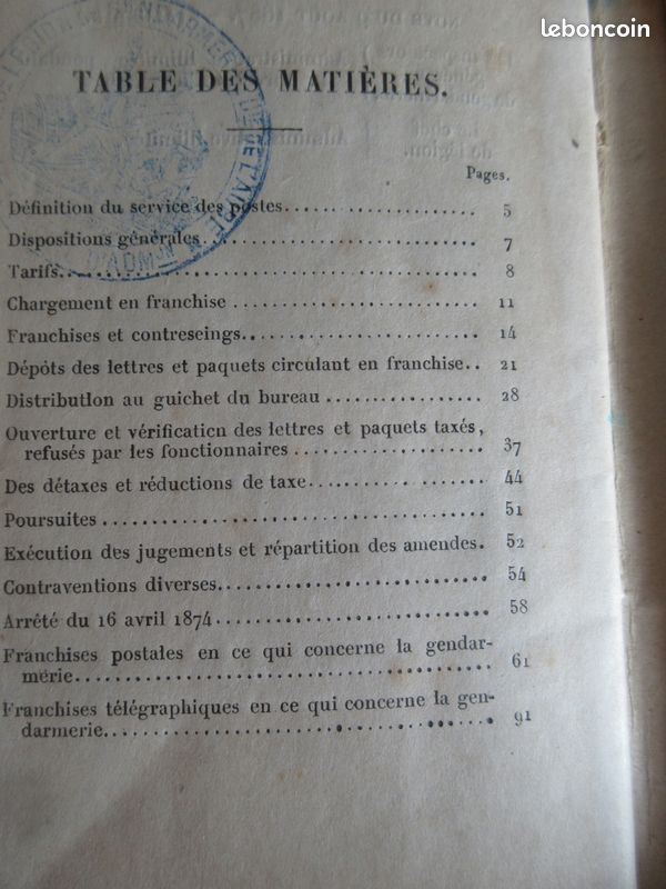 Extrait de l instruction générale sur le service des Postes (image 7)