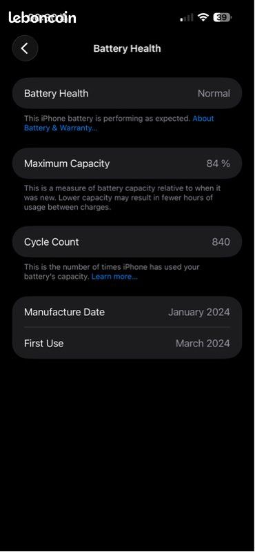 Batterie IPhone 15 Pro Max Originale (image 2)