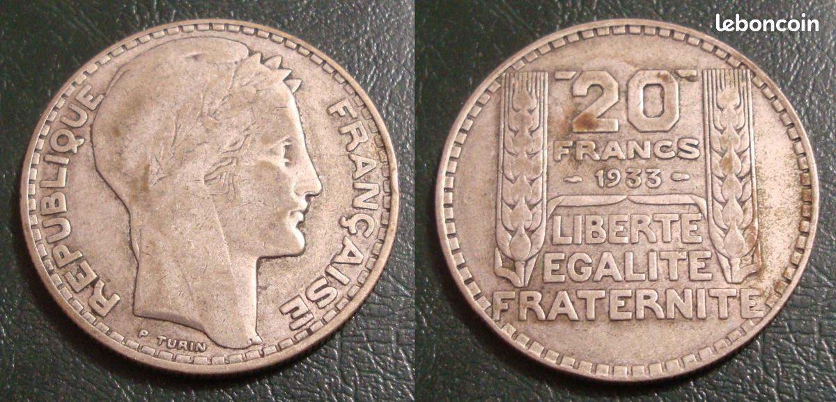 France 20 francs Turin argent 1933 (image 1)