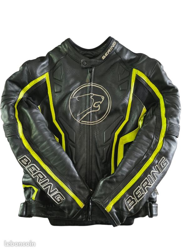BERING Blouson Moto MANIWATA Noir/Jaune Taille XL - Protection Hiver Textile