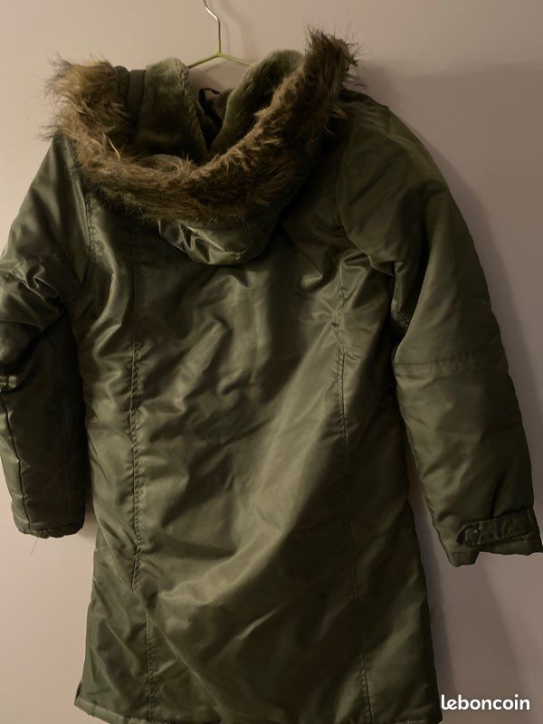 Manteau long kaki 14 ans capuche amovible (image 2)