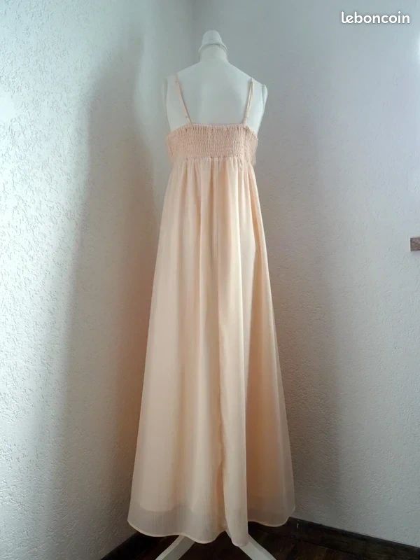 Neuve Robe longue Empire voilage rose abricot Cérémonie Mariage Demoiselle Honneur - H&M - M/L (image 5)