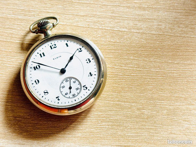 Montre Gousset ELGIN 1898 Mécanique Argentée Avec Chaîne - Occasion Vintage