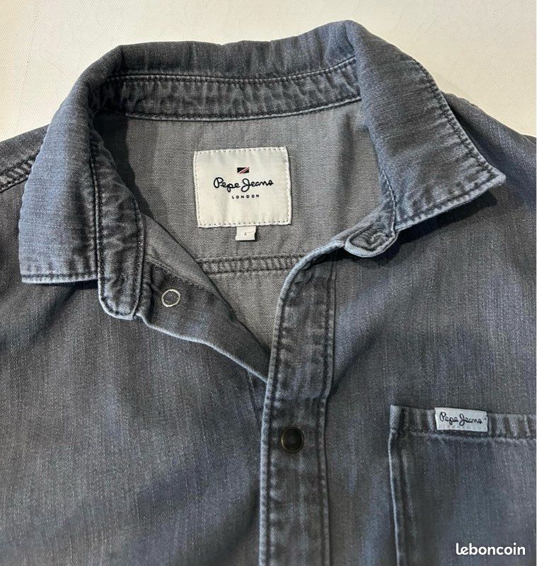 Chemise Western Homme PEPE JEANS Denim Bleu – Taille M – Boutons Pression