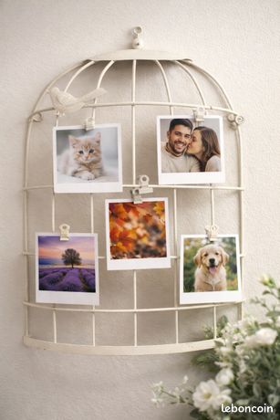 Porte-photo Pêle-mêle Shabby Chic – Gris Résine, Neuf