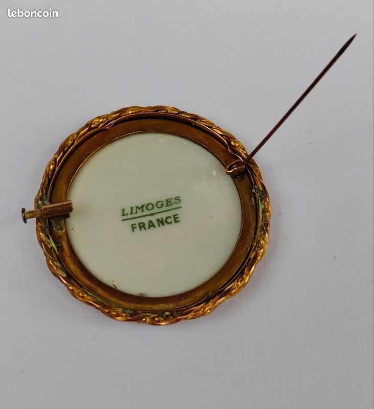 Broche Ancienne Limoges - Bijou Vintage - Métal Et Pierre - France
