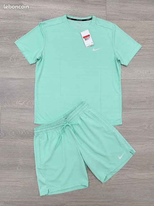 Ensemble Nike Dri-FIT Vert Menthe – T-shirt + Short – Neuf avec étiquette (image 1)