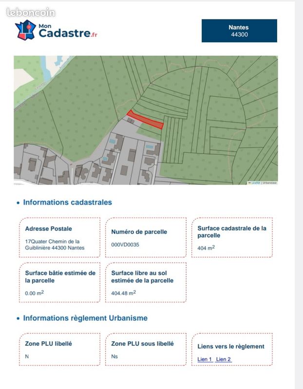 Terrain de loisirs secteur gachet chantrerie 404m Carré · à Nantes · 10 000 €