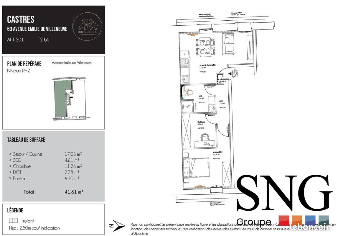 Appartement 2 pièces 42 m² · à Castres · 42 m² · 522 €/mois