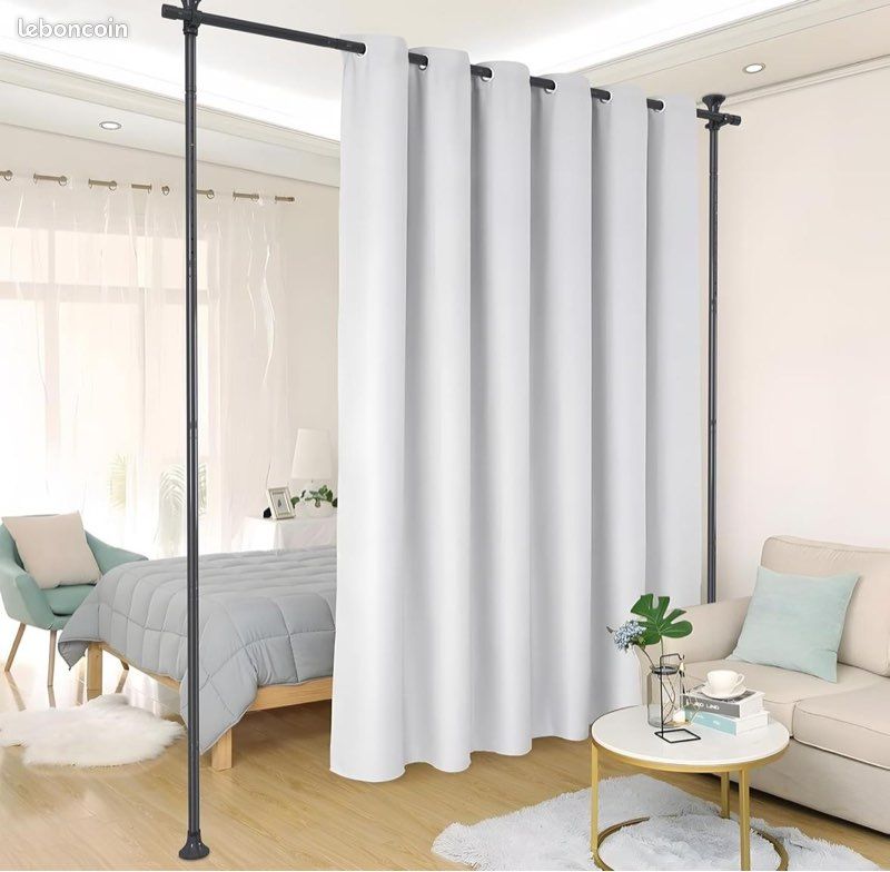 WELDUN Tringles à Rideaux Verticales Très Résistantes - Cloison Séparation Sans Perçage 227-312 Cm Noir