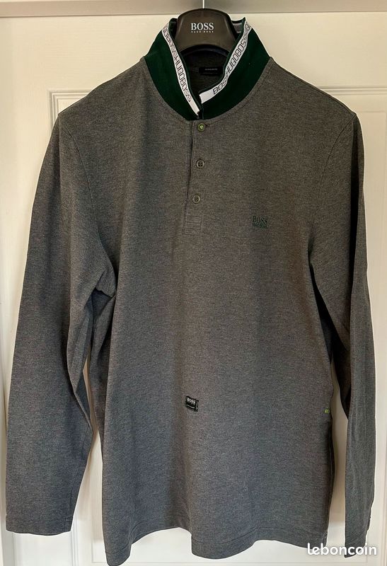 Polo Hugo Boss - Regular fit - XXL - Manches longues - Gris motifs vert (image 5)
