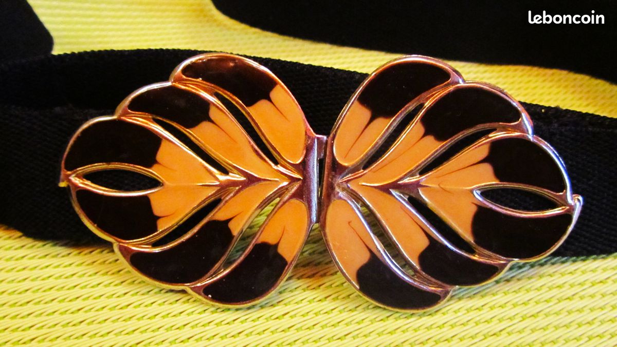 Ceinture élastique noire / boucle métallique (image 1)