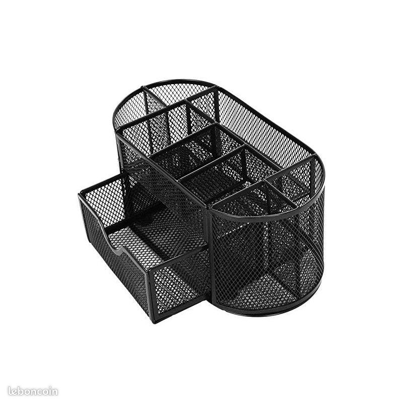 Organiseur de bureau - 9 compartiments - Métal - Noir - Pour le bureau (image 1)