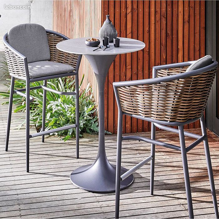 Chaise haute de jardin aluminium et résine - Muse (image 2)