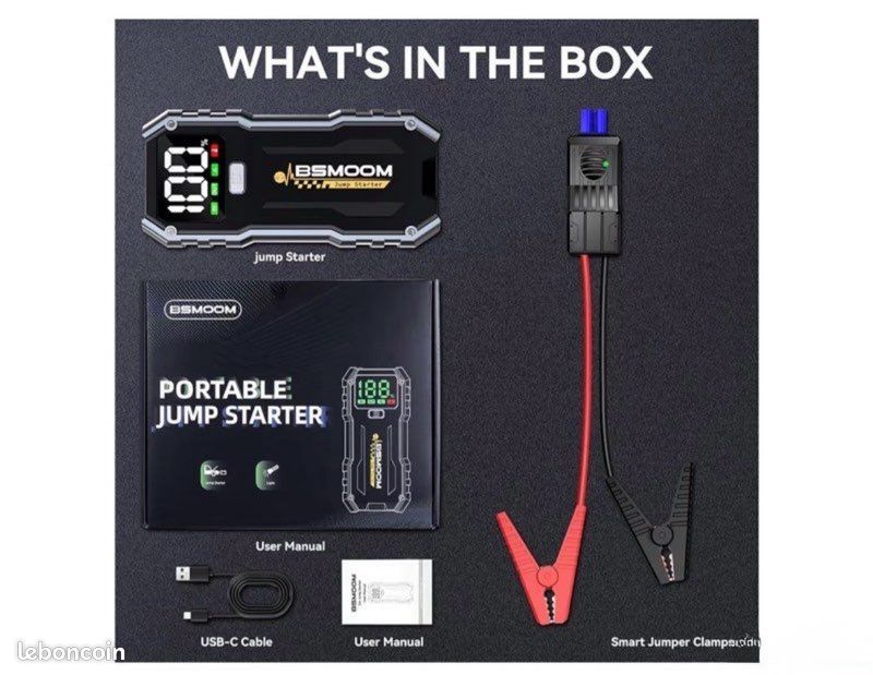 Booster de batterie portable BSMOOM - Démarreur voiture + lampe - Neuf - Envoi Possible (image 3)