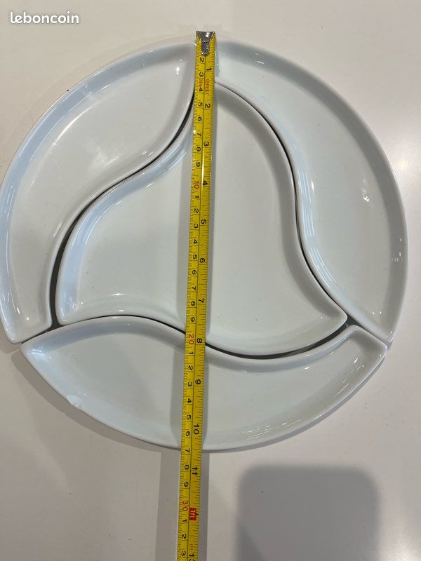 Plat céramique blanc compartiment (image 3)