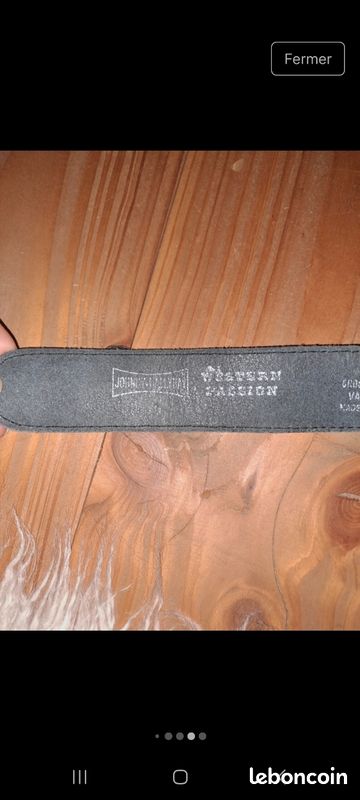 Ceinture cuir noir métal argenté Johnny Hallyday Westerne Passion (image 3)