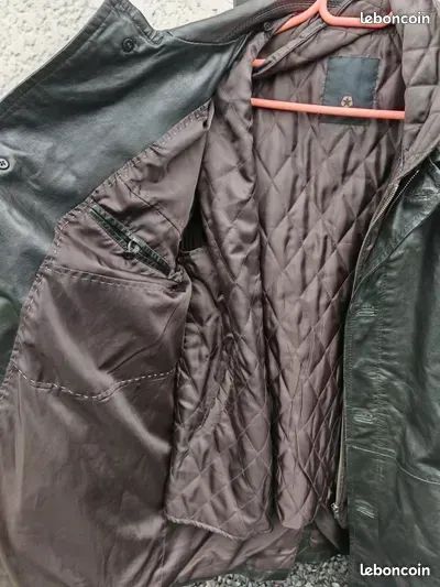 Veste En Cuir Noir Milestone Taille 54 (XL) Pour Homme - Occasion Très Bon état