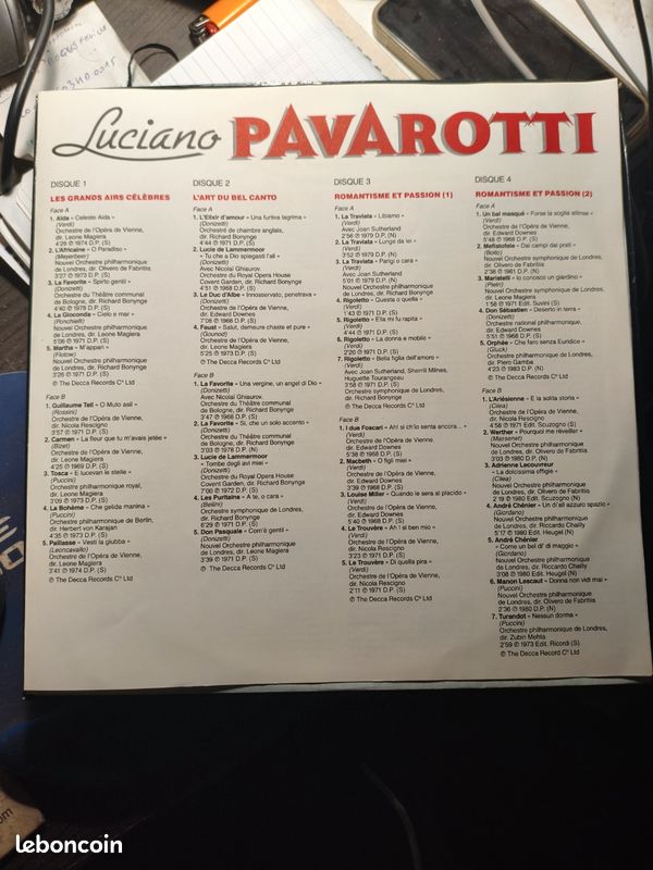 Luciano Pavarotti coffret 8 LP + 1 LP Bonus (image 6)