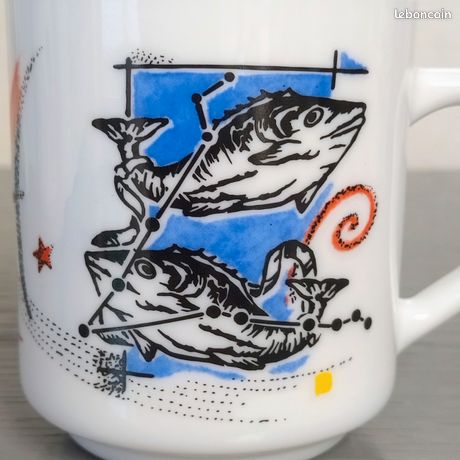 Mug Vintage Arcopal - Signe Du Zodiaque Vierge - Verre Multicolore - Occasion Très Bon État