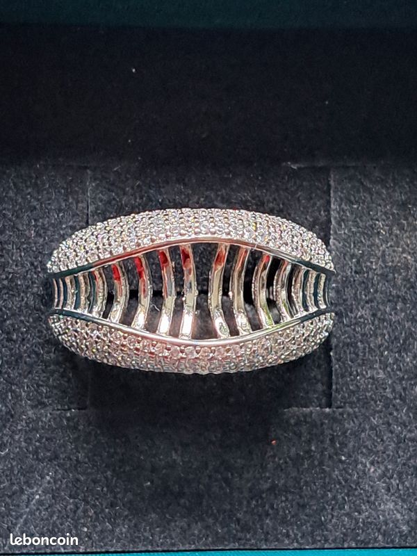 Bague Argent S925 Zircones blanc Style Moderne Ajouré Femme taille 63 (image 12)