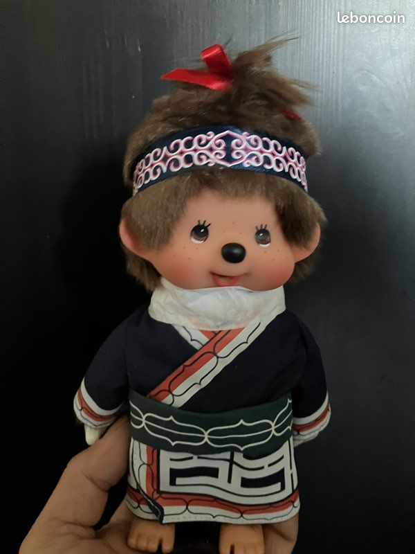Monchhichi - Sekiguchi - Garçon festival - Kimono orange - 18 cm - Neuf - Sous blister : Achat occasion | Peluches Monchhichi Orange Autre Neuf, avec étiquette
