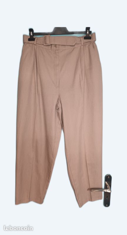 Pantalon toile beige T46 (mam33133) (image 1)