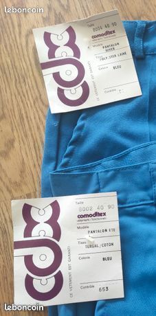 Pantalon De Travail Bleu L'IDÉAL Taille 40 - Coton - Fabriqué En France - Neuf Sans étiquettes