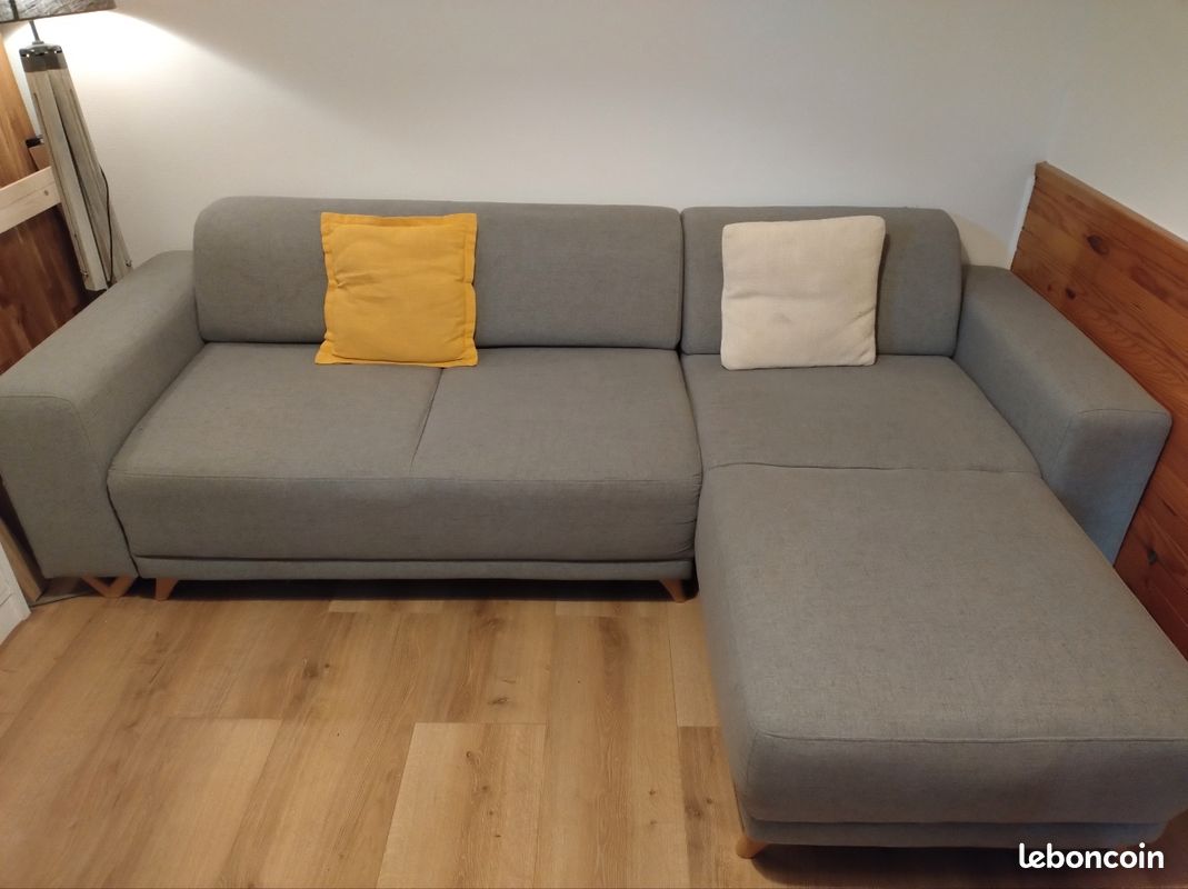 Bobochic bella - canapé d'angle réversible
convertible - avec coffre - 4 places - tissu
couleur - gris (image 1)