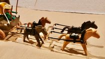 PLAYMOBIL vintage western cowboy chariot bâché double attelage set 3243
